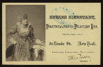 Advertisement for photographer Edward Bierstadt, featuring Ellen Terry as Beatrice in Much Ado About Nothing