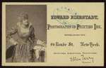 Advertisement for photographer Edward Bierstadt, featuring Ellen Terry as Beatrice in Much Ado About Nothing