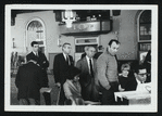 Joe Layton (director and choreographer), Samuel Taylor (book), Diahann Carroll (Barbara Woodruff), Richard Rodgers (music), Richard Kiley (David Jordan), Noelle Adam (Jeanette Valmy) and others at rehearsal for No Strings