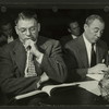 Oscar Hammerstein II and Richard Rodgers looking at script of South Pacific]