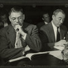 Oscar Hammerstein II and Richard Rodgers looking at script of South Pacific