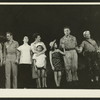 Harvey Stephens (Comdr. William Harbison), William Tabbert (Lt. Joseph Cable), Betta St. John (Liat), Mary Martin (Nellie Forbush), Michael De Leon (Jerome), Barbara Luna (Ngana), Ezio Pinza (Emile de Becque), Myron McCormick (Luther Billis) and Juanita Hall (Bloody Mary) at curtain call for South Pacific