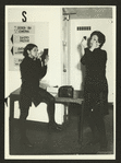 Yolanda Quintero and Lucia Guitlitz of the Teatro Universitario, professional theatre company of the Central University of Venezuela preparing for performing of "Secuencias Brecht"