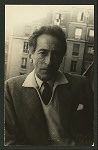 Jean Cocteau on the roof of a film studio in Paris