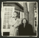 Alexander Woollcott and Gina Malo outside his home on Neshobe Island, Vermont