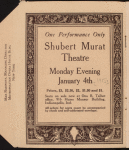 Brochure advertising Anna Pavlova's appearance at the Shubert Murat Theatre, January 4, 1915