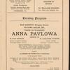 Program for Anna Pavlova's appearance at the Schenley Theatre, Pittsburgh, January 19, 1915