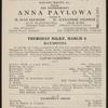 Program for Anna Pavlova's appearance at the Boston Theatre, March 4, 1915