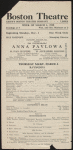 Program for Anna Pavlova's appearance at the Boston Theatre, March 4, 1915