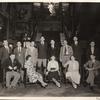 1932. Back row: Ernst Paul Fiene, Joshua Kunitz, Leonard Ehrlich, Aaron Copland, George Milburn, Waldo Frank, Morris L. Ernst, Joseph Vogel. Front row: Malcolm Cowley, unidentified woman, Marion Greenwood, unidentified woman and man