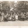 1934. Top row: John Duke, Arthur Berger, unidentified man, Martin Craig, unidentified man, James T. Farrell, Joseph De Martini, Alexander Godin. Near flowerpot: Irving Fineman, Muriel Rukeyser. On bench: Dorothy Farrell, Roy Harris, Walter Quirt, Jean Liberté, Elizabeth Ames, Eugene Joffe, Ann Rivington, John Cheever. On pillows:Louis Hechenbleikner, Christl Hechenbleikner, unidentified man.