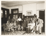 1943. Seated : Isabella Howland, Margaret Walker, Jean Stafford, Harold Shapero, Tamaras Kerr, Agnes Smedley, Karin Michaëlis, Carson McCullers, Alfred Kantorowicz. Standing : Kappo Phelan, Elizabeth Ames, Rebecca Pitts, Paul Zucker, Hans Sahl, Langston Hughes.