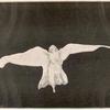 Two images of Loie Fuller dancing in a white costume.