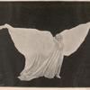 Two images of Loie Fuller dancing in a white costume.