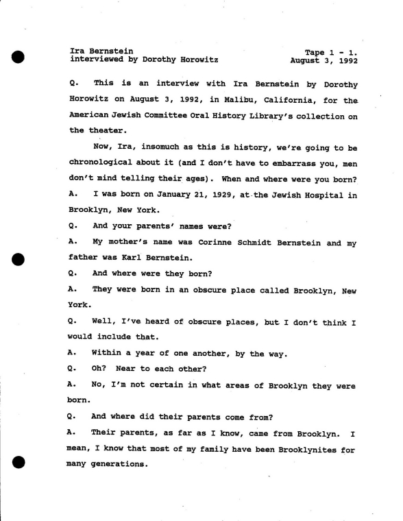 Ira Bernstein NYPL Digital Collections