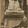 Wounded marines of the 2nd Division saluting the flag of their command from a plinth of the New York Public Library