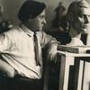 Gaston Lachaise with clay model of J. S. Watson