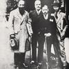 Ansermet, Diaghilev, Stravinsky and Prokofiev on sidewalk.