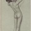 From a photograph by Baron Corvo. [Back side of nude man holding a vase.]