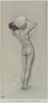 From a photograph by Baron Corvo. [Back side of nude man holding a vase.]