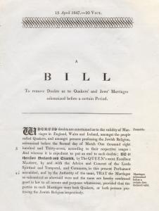A bill to remove doubts as to Quakers' and Jews' marriages