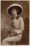Harriet Stratemeyer in large hat