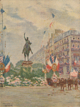 Edward Clark Potter's equestrian statue of George Washington in Paris, France, July 4, 1918