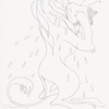 Ink drawing of a lion crying