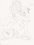 Ink drawing of a lion crying