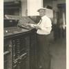 Hayden Carruth at the printing plant of the Woman's Home Companion in Springfield, Ohio