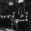 Robert Moses with Al Smith at "First Meeting of Governor Smith's New Cabinet"