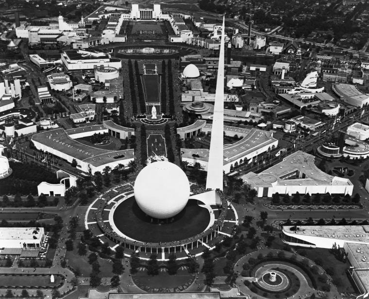 Image of 1939 World's Fair Perisphere from above. Image courtesy New York Public Library