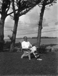 Joel Sayre in lawn chair in Bermuda