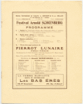 Program: Festival Arnold Schoenberg. Société musicale indépendante. Grande Salle Pleyel, Paris