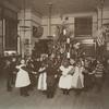 Students around a Christmas tree