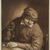 Half-length man holding glass
