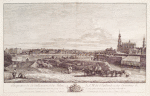 Perspective de la ville neuve, et du Palais de S.M. dit d'holland es des environs de la campagne de Losehúwitz, avec une partie de la Roïate Eglise Catolique, et des bastions de la ville de Dresde, prise del prairie Toignant au Eeuries Roïales et à L'oranerie. Ce tableu fait par ordre de sa majeste Le Roy de Pologne et Elec: de Sax. & & &.