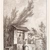 Woman drawing water from a stone well
