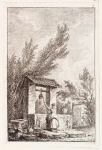 Woman drawing water from a stone well