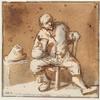 Peasant seated with mug