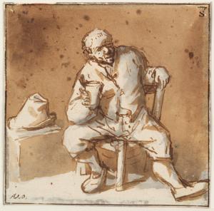 Peasant seated with mug