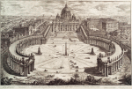 Veduta dell' insigne Basilica Vaticana coll'ampio Portico, e Piazza adjacente