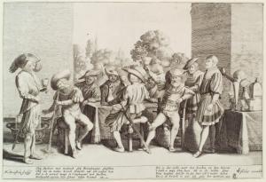 Gentlemen at a richly laid table