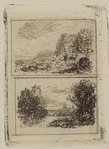 Two miniatures on one plate (Cliffs by the seashore, and A clearing)