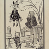 "[She] climbed to the top of the fence...and sat down...not far away she saw a scarecrow, placed high on a pole.."