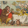 John Bull taking a Luncheon; or British Cooks cramming Old Grumble -Gizzard with Bonne-Chére