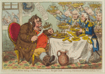 John Bull taking a Luncheon; or British Cooks cramming Old Grumble -Gizzard with Bonne-Chére