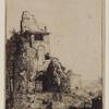 Figure approaching the ruins of a building