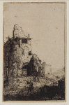 Figure approaching the ruins of a building