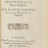 Lettre d'Espagne presentee a la royne regente
